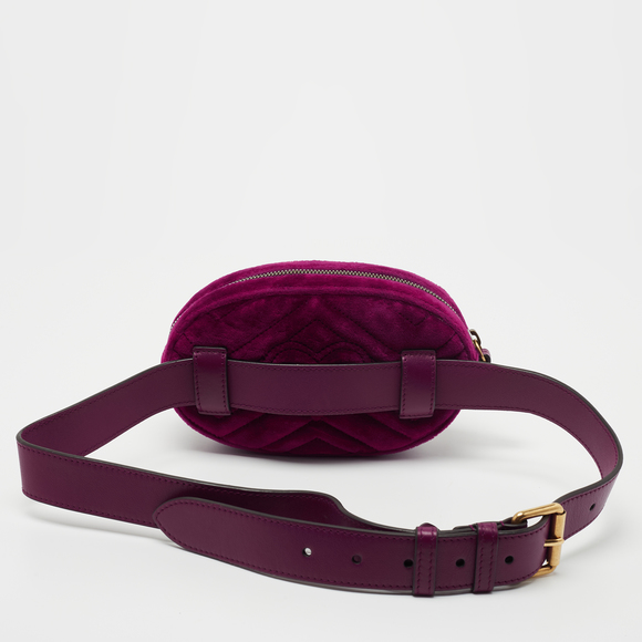 GUCCI Purple Matelasse Velvet GG Marmont Belt Bag - Picture 4 of 8
